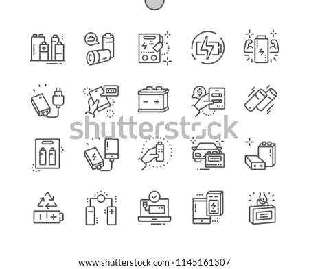 Batteries Well-crafted Pixel Perfect Vector Thin Line Icons 30 2x Grid for Web Graphics and Apps. Simple Minimal Pictogram