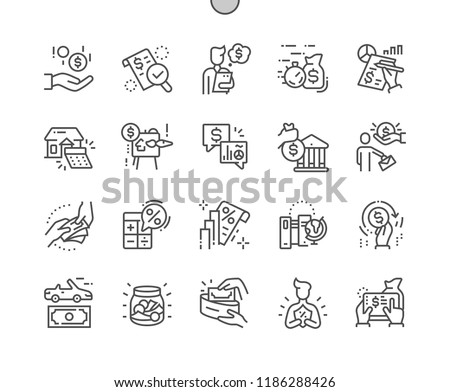 Loan Well-crafted Pixel Perfect Vector Thin Line Icons 30 2x Grid for Web Graphics and Apps. Simple Minimal Pictogram