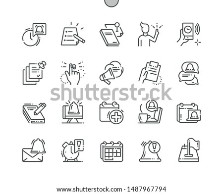Actions and reminders Well-crafted Pixel Perfect Vector Thin Line Icons 30 2x Grid for Web Graphics and Apps. Simple Minimal Pictogram