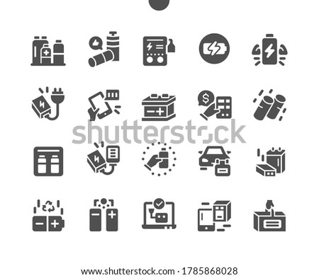 Batteries Well-crafted Pixel Perfect Vector Solid Icons 30 2x Grid for Web Graphics and Apps. Simple Minimal Pictogram