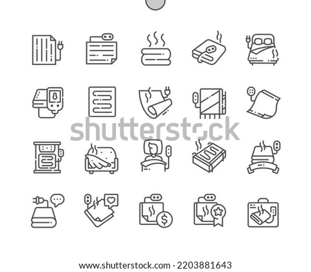 Electric blanket. Buy, price and reviews. Heating plaid. Pixel Perfect Vector Thin Line Icons. Simple Minimal Pictogram