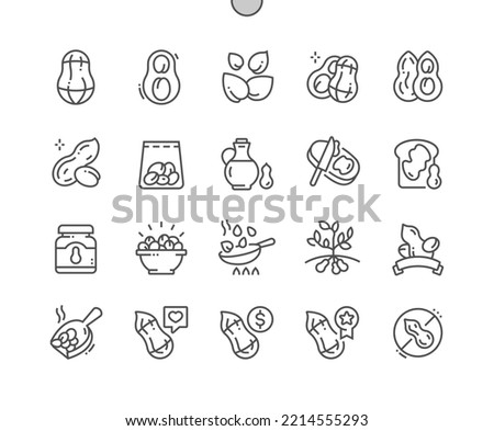 Peanut. Nature vegetable organic food nutrition. Nut collection. Pixel Perfect Vector Thin Line Icons. Simple Minimal Pictogram