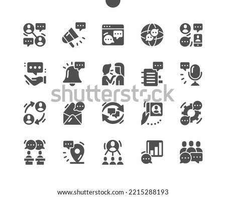 Discussion. Speech bubble. Dialogue, message and video call. Talking, speak, communication and connection. Vector Solid Icons. Simple Pictogram