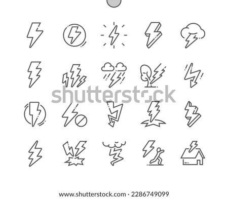 Lightning bolt. Flash, thunder. Streak of lightning sign. Electricity. Pixel Perfect Vector Thin Line Icons. Simple Minimal Pictogram