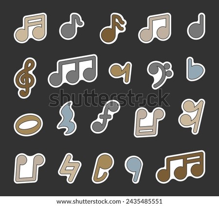 Musical notes. Sticker Bookmark. Hand drawn style. Vector drawing. Collection of design elements.