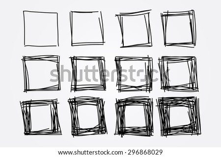 collection of hand drawn doodle squares, vector design elements