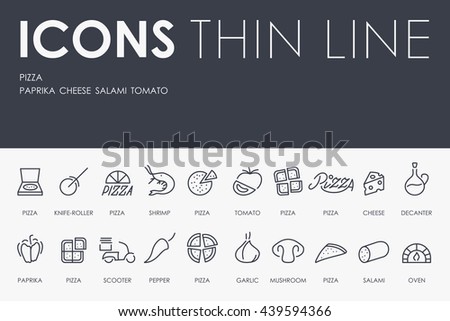 Pizza Thin Line Icons