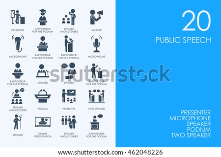 Set of BLUE HAMSTER Library public speech icons