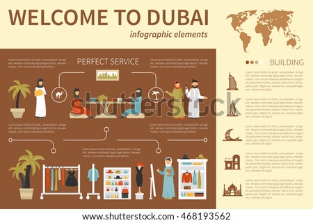 Welcome to Dubai infographic flat vector illustration. Presentation Concept