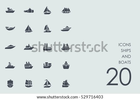 Set Of Ships And Boats Icons Stock Vector 529716403 : Shutterstock