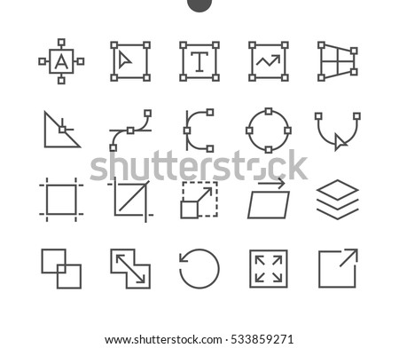 Graphic Design Pixel Perfect Well-crafted Vector Thin Line Icons 48x48 Ready for 24x24 Grid for Web Graphics and Apps with Editable Stroke. Simple Minimal Pictogram Part 1-4