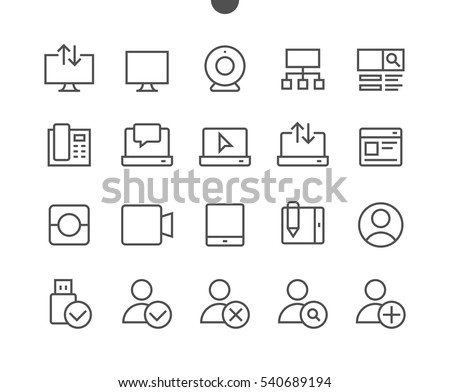 Communication Pixel Perfect Well-crafted Vector Thin Line Icons 48x48 Ready for 24x24 Grid for Web Graphics and Apps with Editable Stroke. Simple Minimal Pictogram Part 2-3