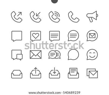 Communication Pixel Perfect Well-crafted Vector Thin Line Icons 48x48 Ready for 24x24 Grid for Web Graphics and Apps with Editable Stroke. Simple Minimal Pictogram Part 1-3