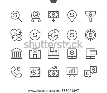 Financial Pixel Perfect Well-crafted Vector Thin Line Icons 48x48 Ready for 24x24 Grid for Web Graphics and Apps with Editable Stroke. Simple Minimal Pictogram Part 1-3