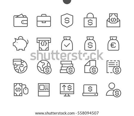 Financial Pixel Perfect Well-crafted Vector Thin Line Icons 48x48 Ready for 24x24 Grid for Web Graphics and Apps with Editable Stroke. Simple Minimal Pictogram Part 2-3