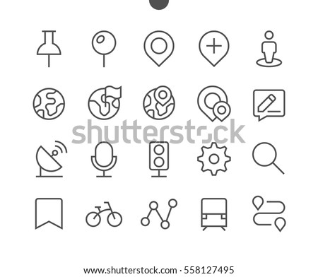 Location Pixel Perfect Well-crafted Vector Thin Line Icons 48x48 Ready for 24x24 Grid for Web Graphics and Apps with Editable Stroke. Simple Minimal Pictogram Part 1-4