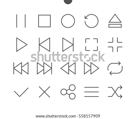 Audio Video Pixel Perfect Well-crafted Vector Thin Line Icons 48x48 Ready for 24x24 Grid for Web Graphics and Apps with Editable Stroke. Simple Minimal Pictogram Part 1-5