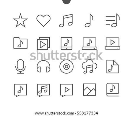 Audio Video Pixel Perfect Well-crafted Vector Thin Line Icons 48x48 Ready for 24x24 Grid for Web Graphics and Apps with Editable Stroke. Simple Minimal Pictogram Part 3-5
