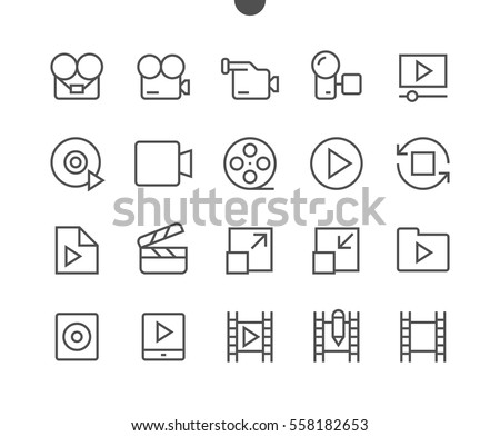 Audio Video Pixel Perfect Well-crafted Vector Thin Line Icons 48x48 Ready for 24x24 Grid for Web Graphics and Apps with Editable Stroke. Simple Minimal Pictogram Part 4-5
