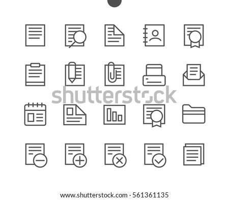 Documents Pixel Outlined Perfect Well-crafted Vector Thin Line Icons 48x48 Ready for 24x24 Grid for Web Graphics and Apps with Editable Stroke. Simple Minimal Pictogram Part 1-1