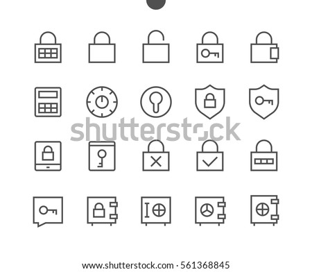 Keys and Locks Outlined Pixel Perfect Well-crafted Vector Thin Line Icons 48x48 Ready for 24x24 Grid for Web Graphics and Apps with Editable Stroke. Simple Minimal Pictogram Part 1-1