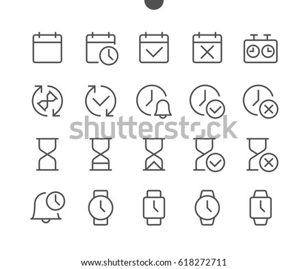 Time UI Pixel Perfect Well-crafted Vector Thin Line Icons 48x48 Ready for 24x24 Grid for Web Graphics and Apps with Editable Stroke. Simple Minimal Pictogram Part 2-2