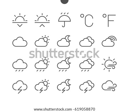 Weather UI Pixel Perfect Well-crafted Vector Thin Line Icons 48x48 Ready for 24x24 Grid for Web Graphics and Apps with Editable Stroke. Simple Minimal Pictogram Part 2-3