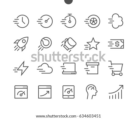 Speed UI Pixel Perfect Well-crafted Vector Thin Line Icons 48x48 Ready for 24x24 Grid for Web Graphics and Apps with Editable Stroke. Simple Minimal Pictogram Part 1-2