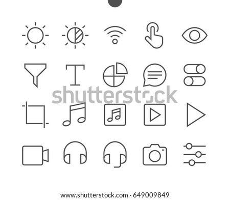 Settings UI Pixel Perfect Well-crafted Vector Thin Line Icons 48x48 Ready for 24x24 Grid for Web Graphics and Apps with Editable Stroke. Simple Minimal Pictogram Part 5-6