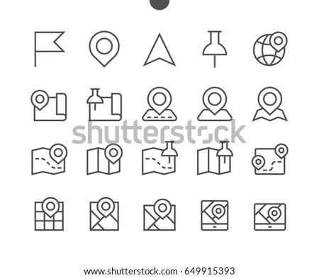 Maps UI Pixel Perfect Well-crafted Vector Thin Line Icons 48x48 Ready for 24x24 Grid for Web Graphics and Apps with Editable Stroke. Simple Minimal Pictogram Part 1-1