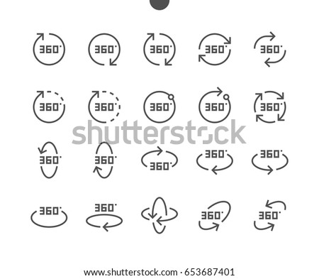 360 Degrees UI Pixel Perfect Well-crafted Vector Thin Line Icons 48x48 Ready for 24x24 Grid for with Editable Stroke. Part 1-2