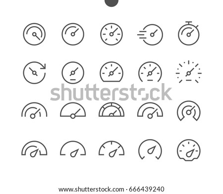 Speedometer UI Pixel Perfect Well-crafted Vector Thin Line Icons 48x48 Ready for 24x24 Grid for Web Graphics and Apps with Editable Stroke. Simple Minimal Pictogram Part 1-1
