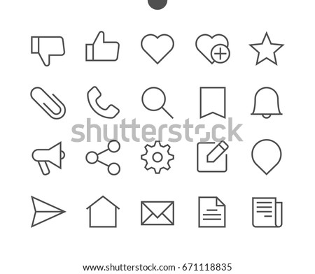 Social UI Pixel Perfect Well-crafted Vector Thin Line Icons 48x48 Ready for 24x24 Grid for Web Graphics and Apps with Editable Stroke. Simple Minimal Pictogram Part 2-3