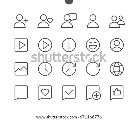 Social UI Pixel Perfect Well-crafted Vector Thin Line Icons 48x48 Ready for 24x24 Grid for Web Graphics and Apps with Editable Stroke. Simple Minimal Pictogram Part 1-3