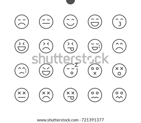 Emotions UI Pixel Perfect Well-crafted Vector Thin Line Icons 48x48 Ready for 24x24 Grid for Web Graphics and Apps with Editable Stroke. Simple Minimal Pictogram Part 2-5