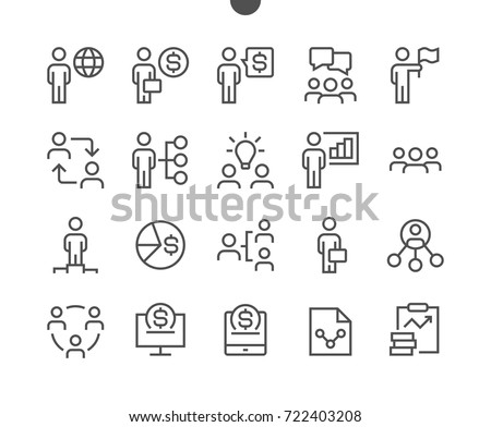 Business UI Pixel Perfect Well-crafted Vector Thin Line Icons 48x48 Ready for 24x24 Grid for Web Graphics and Apps with Editable Stroke. Simple Minimal Pictogram Part 4-6