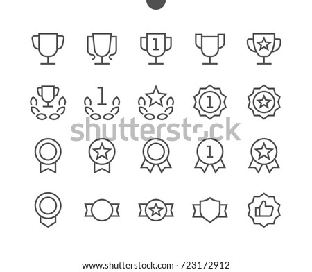 Awards UI Pixel Perfect Well-crafted Vector Thin Line Icons 48x48 Ready for 24x24 Grid for Web Graphics and Apps with Editable Stroke. Simple Minimal Pictogram Part 1-4