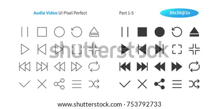Audio Video UI Pixel Perfect Well-crafted Vector Thin Line And Solid Icons 30 2x Grid for Web Graphics and Apps. Simple Minimal Pictogram Part 1-5