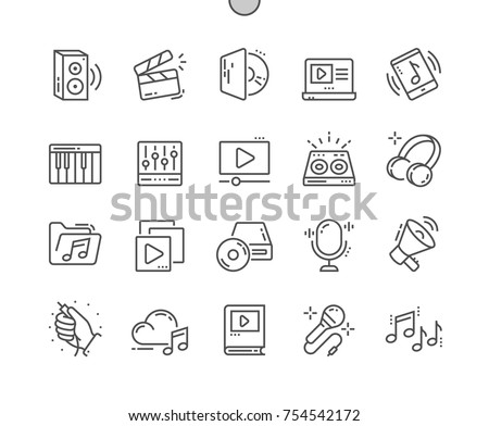 Audio Video Well-crafted Pixel Perfect Vector Thin Line Icons 30 2x Grid for Web Graphics and Apps. Simple Minimal Pictogram