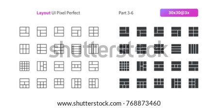 Layout UI Pixel Perfect Well-crafted Vector Thin Line And Solid Icons 30 3x Grid for Web Graphics and Apps. Simple Minimal Pictogram Part 3-6