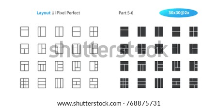 Layout UI Pixel Perfect Well-crafted Vector Thin Line And Solid Icons 30 2x Grid for Web Graphics and Apps. Simple Minimal Pictogram Part 5-6