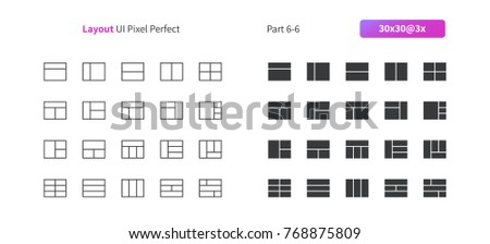 Layout UI Pixel Perfect Well-crafted Vector Thin Line And Solid Icons 30 3x Grid for Web Graphics and Apps. Simple Minimal Pictogram Part 6-6