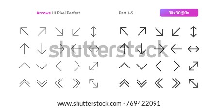 Arrows UI Pixel Perfect Well-crafted Vector Thin Line And Solid Icons 30 3x Grid for Web Graphics and Apps. Simple Minimal Pictogram Part 1-5