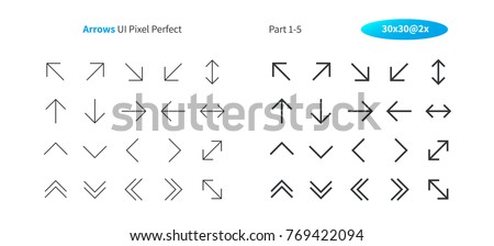 Arrows UI Pixel Perfect Well-crafted Vector Thin Line And Solid Icons 30 2x Grid for Web Graphics and Apps. Simple Minimal Pictogram Part 1-5