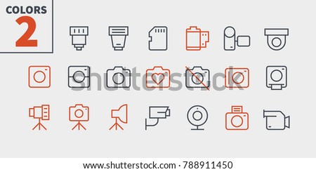 Camera UI Pixel Perfect Well-crafted Vector Thin Line Icons 48x48 Ready for 24x24 Grid for Web Graphics and Apps with Editable Stroke. Simple Minimal Pictogram Part 1-1