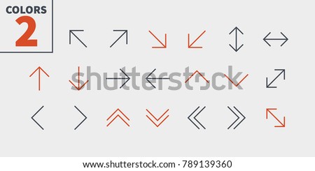 Arrows UI Pixel Perfect Well-crafted Vector Thin Line Icons 48x48 Ready for 24x24 Grid for Web Graphics and Apps with Editable Stroke. Simple Minimal Pictogram Part 1-5