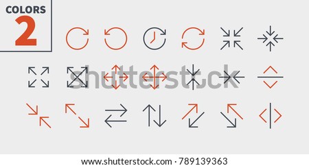 Arrows UI Pixel Perfect Well-crafted Vector Thin Line Icons 48x48 Ready for 24x24 Grid for Web Graphics and Apps with Editable Stroke. Simple Minimal Pictogram Part 3-5
