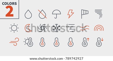 Weather UI Pixel Perfect Well-crafted Vector Thin Line Icons 48x48 Ready for 24x24 Grid for Web Graphics and Apps with Editable Stroke. Simple Minimal Pictogram Part 1-3