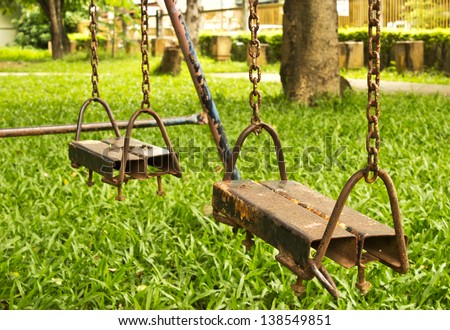 Empty Swing Set on the garden
