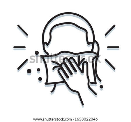 Personal Hygiene - Covering Mouth with tissue while sneezing - Icon as EPS 10 File